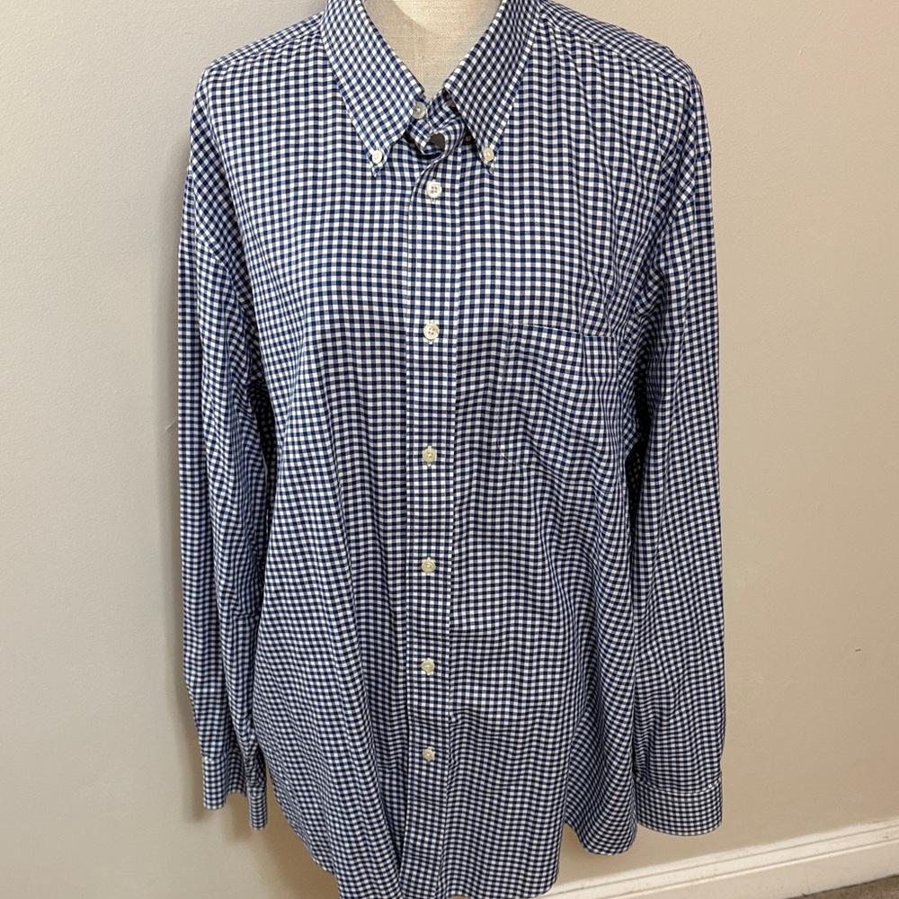 Brooks Brothers Navy and White Gingham Button-Down Shirt